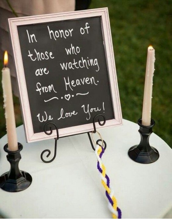 wedding sign honoring loved ones at a wedding