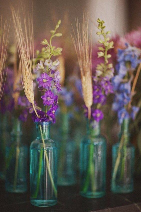 wheat lavender wedding centerpiece