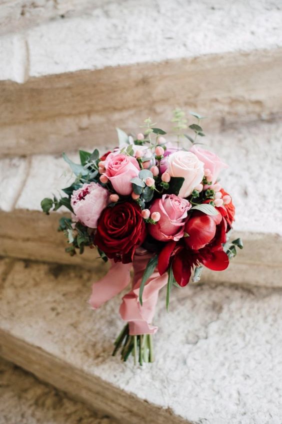 30 Burgundy and Blush Wedding Ideas & Colors 2024 20 Blush and Burgundy Wedding Bouquet