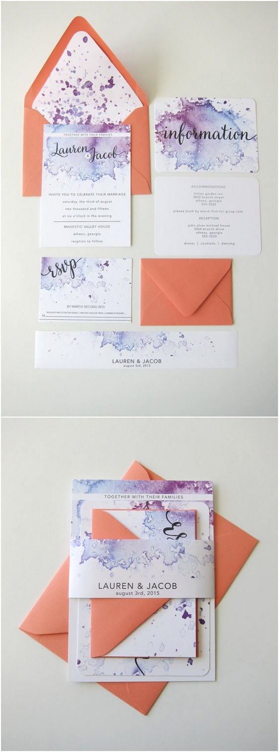 Purple Watercolor Wedding Invitation Kits