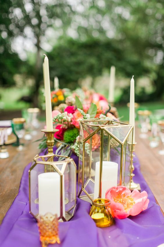 purple and pink wedding centerpiece ideas