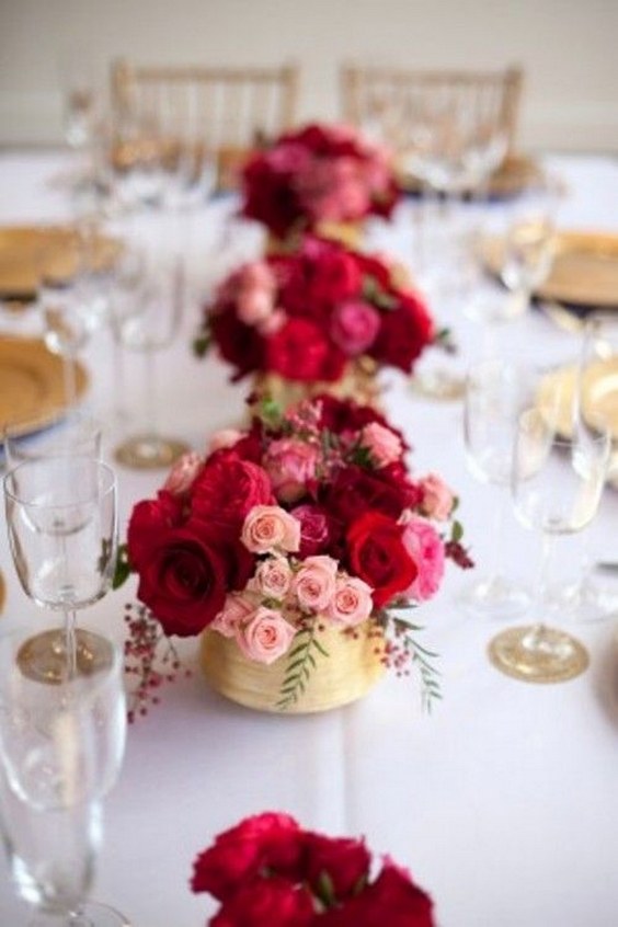 Red, Pink And Sparkle Gold Wedding Color Palette Ideas