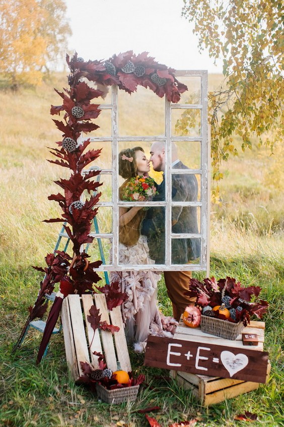 rustic country fall window wedding backdrop