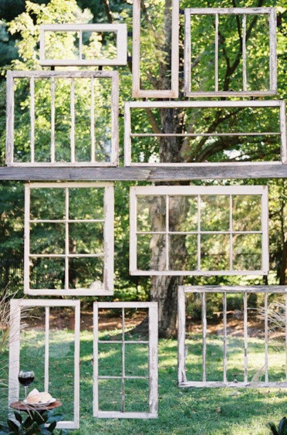 rustic old window wedding backrop