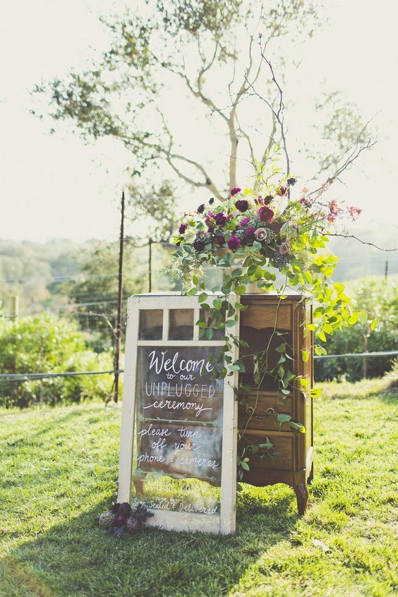 vintage outdoor window wedding sign