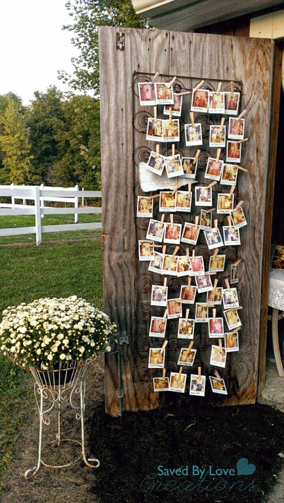 vintage rusty spring as Polaroid photo display