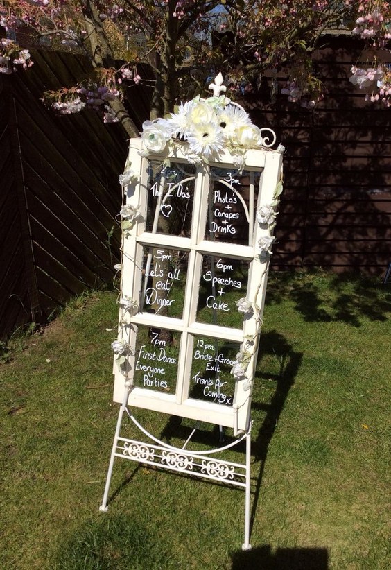 vintage white wedding sign