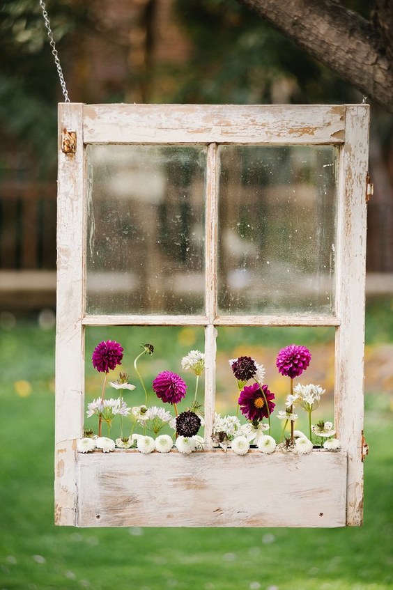 window and flowers wedding backdrop