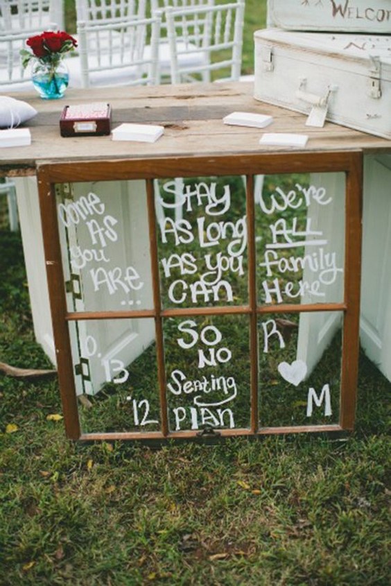 window wedding sign