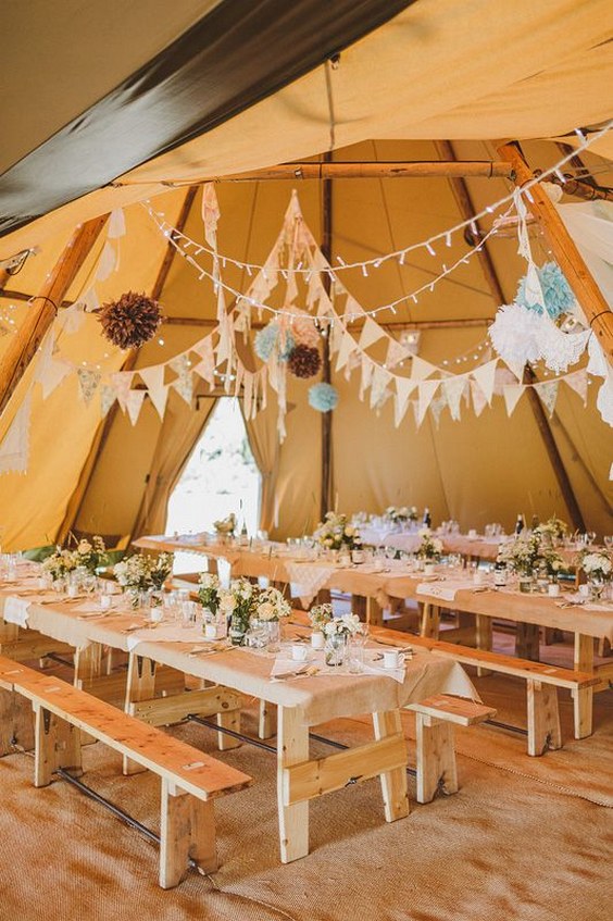 Boho bunting wedding decor