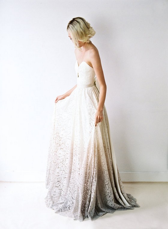 dip dyed lace wedding gown