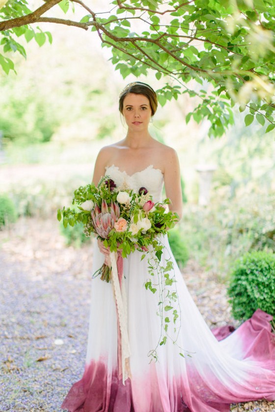 dip dyed ombre purple wedding dress