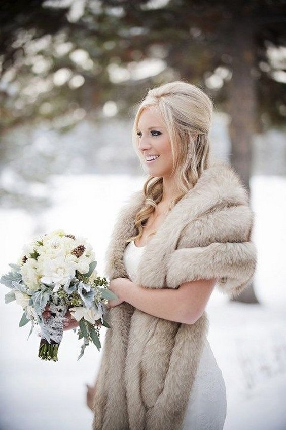 Faux Fur Winter Bridal Wrap