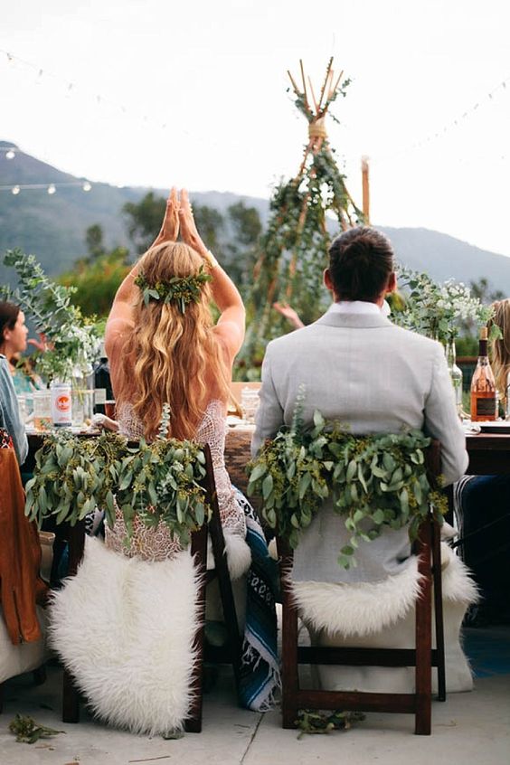 Faux Fur Winter Wedding Chair Decor