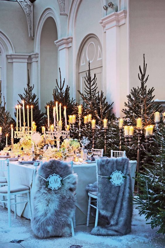 Faux Fur Winter Wedding Chair Decors