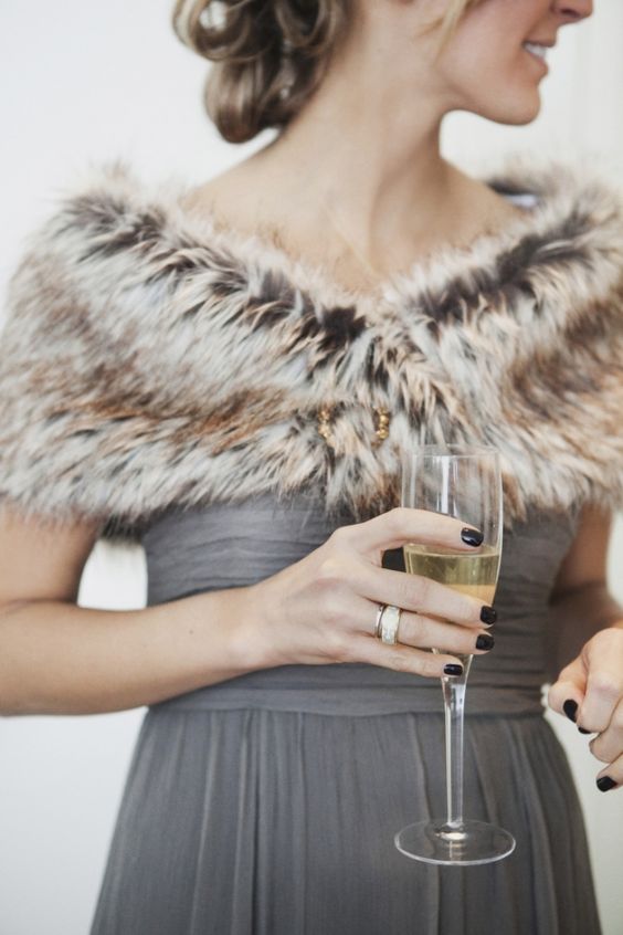 Faux Fur Winter Wrap for Bridesmaid