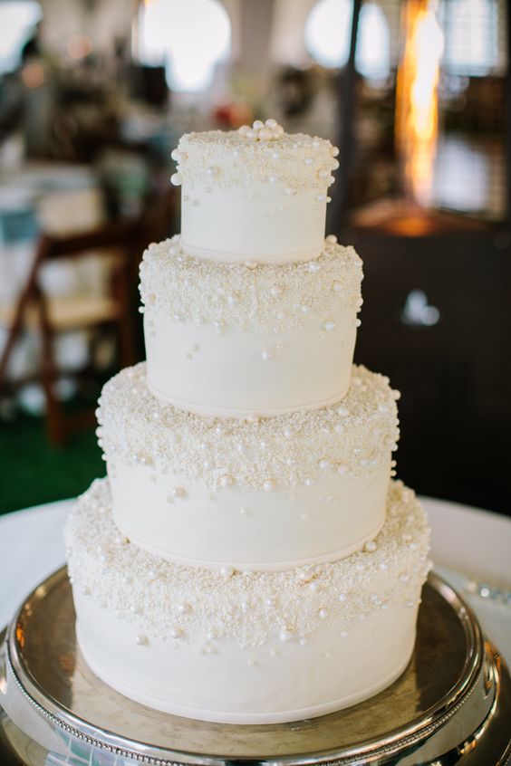 Ivory White Wedding Cake