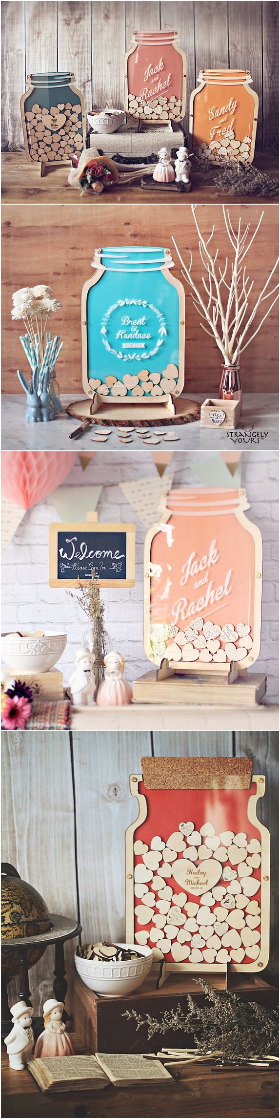 Mason Jar wooden wedding guest books