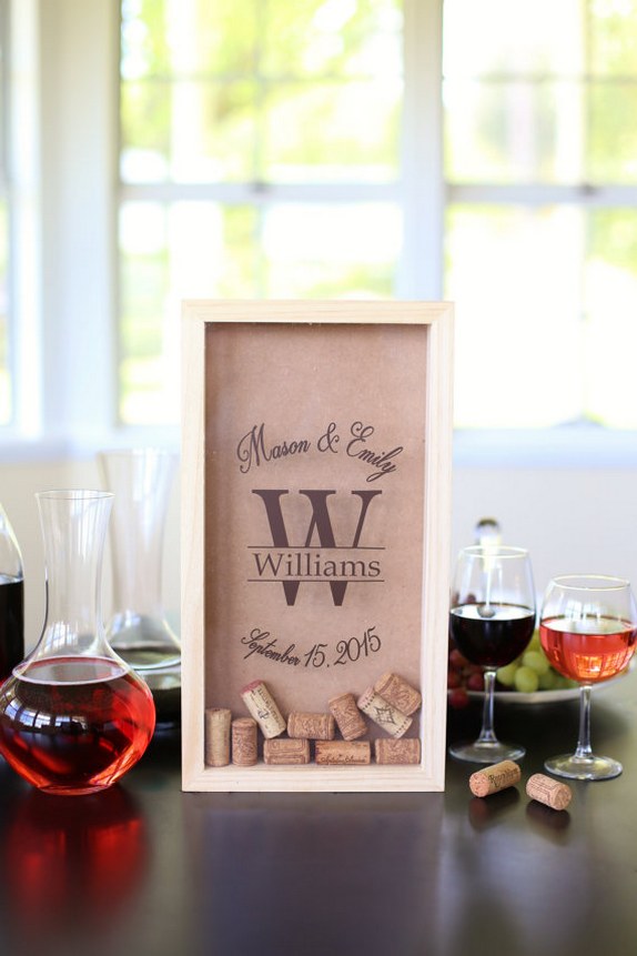 personalized wine cork keeper wedding guest book