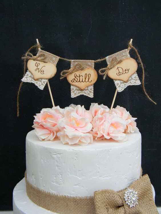 We Still Do Cake Topper Burlap & Lace Bunting Flags