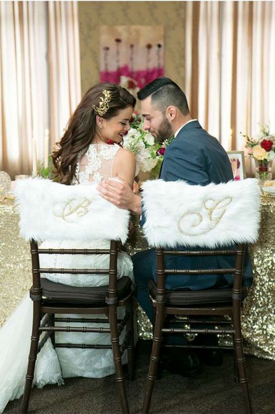 faux fur wedding chair decor