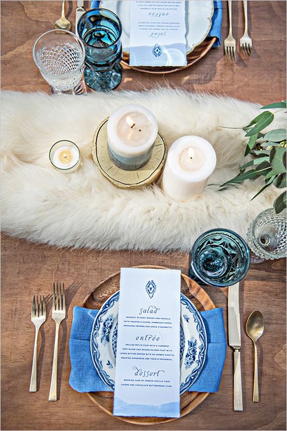 faux fur wedding table runner