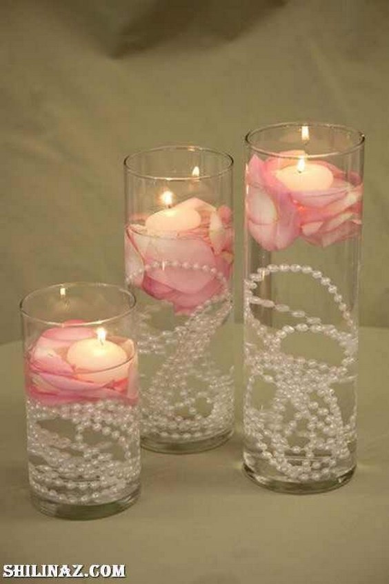 floating candles with pearls