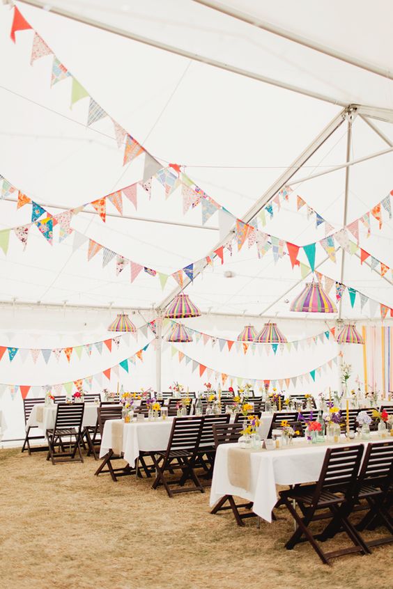 pastel boho bunting wedding decor