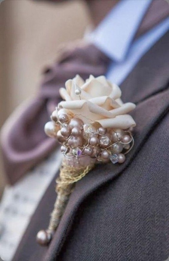 peach rose and lavender pearls wedding idea