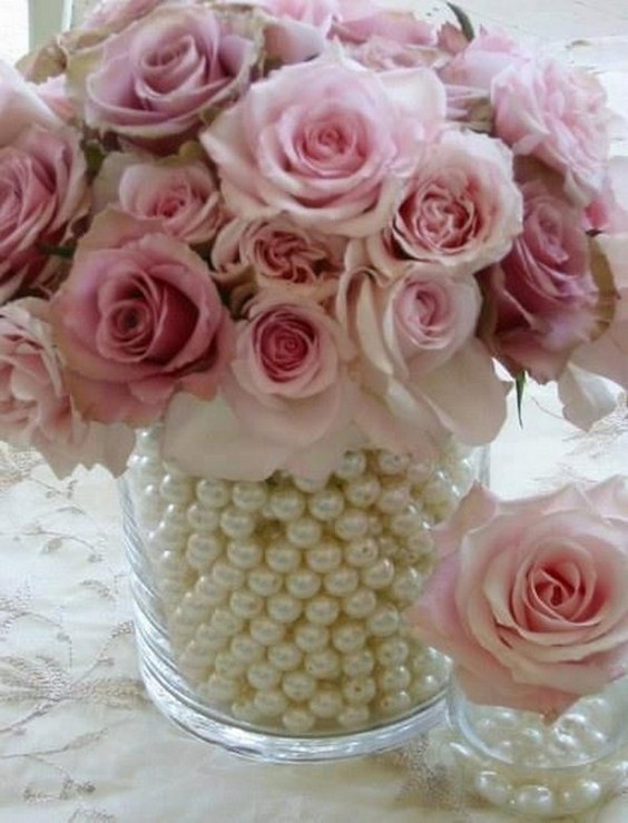 pearl and flower wedding centerpiece