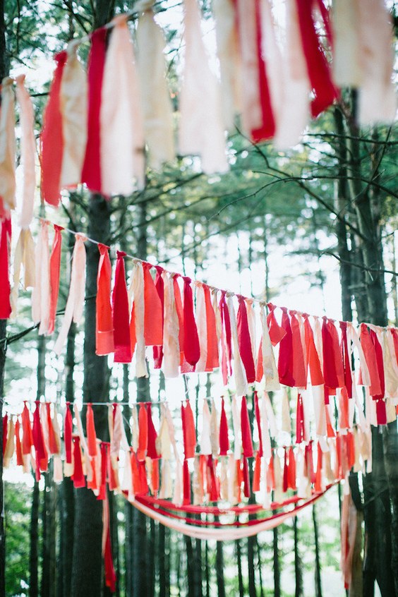 red ombre wedding bunting decor
