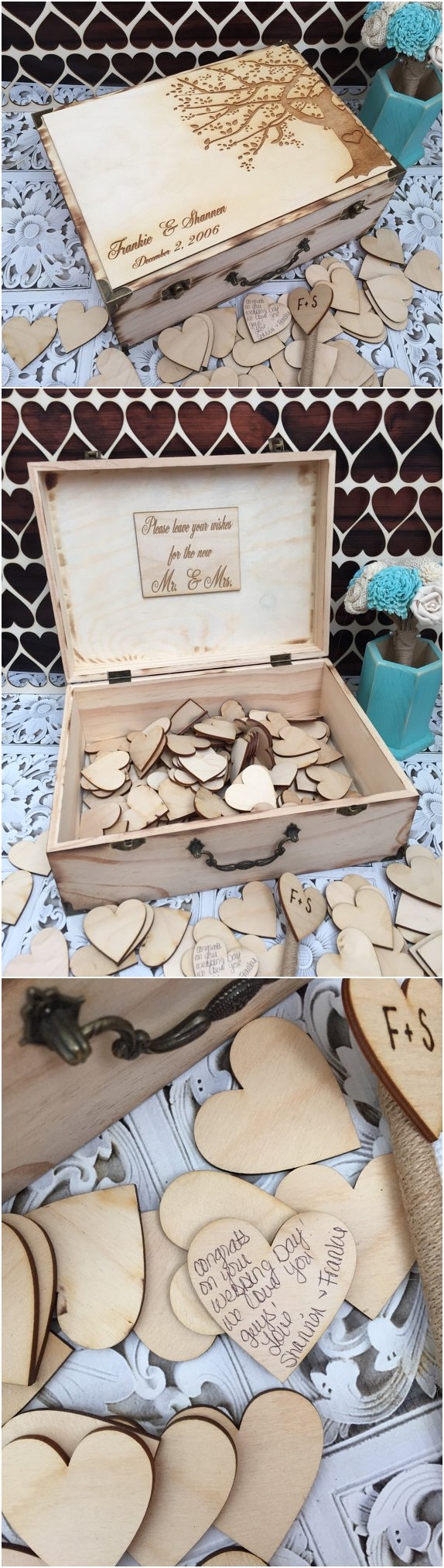 rustic wooden box wedding guest book