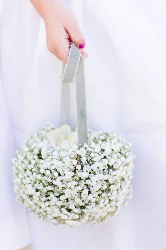 babys breath petal basket