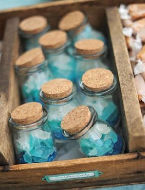 bottled seaglass candy beach wedding favors