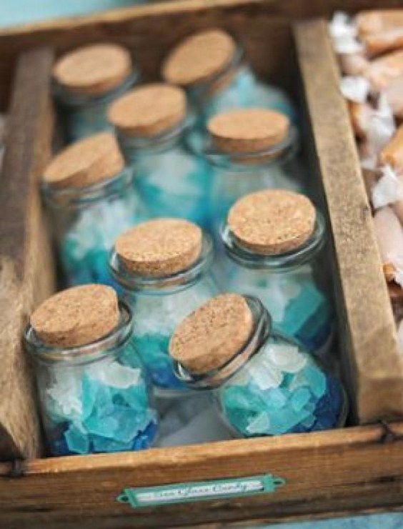 40 Fun and Easy Beach Wedding Ideas for 2024 28 bottled seaglass candy beach wedding favors