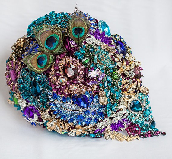 Peacock Wedding Brooch bouquet