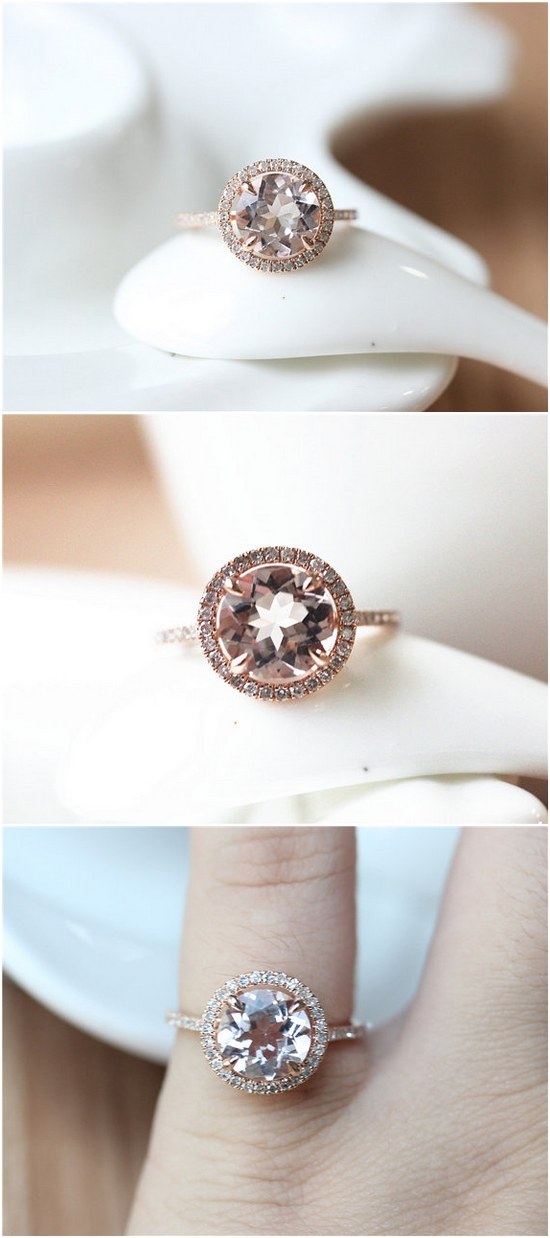 Rose Gold Halo Morganite Engagement Ring