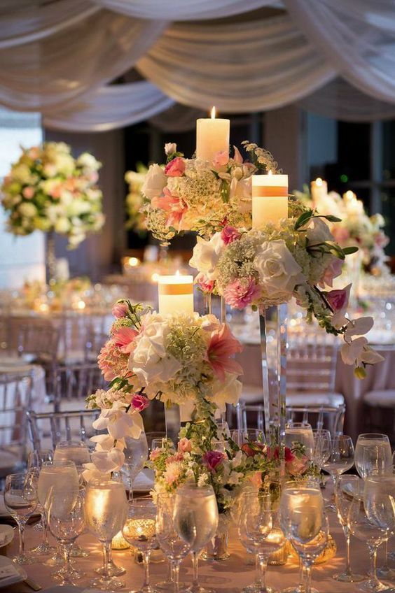 tall wedding reception centerpiece idea via brian dorsey studios