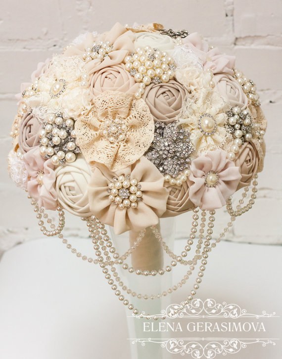 Vintage Lace Ivory Wedding Brooch Bouquet