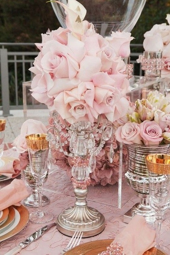 vintage pink wedding centerpiece