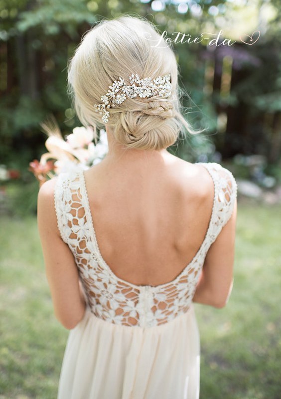 wedding-updo-hairstyle-with-boho-silver-flower-leaf-hair-vine