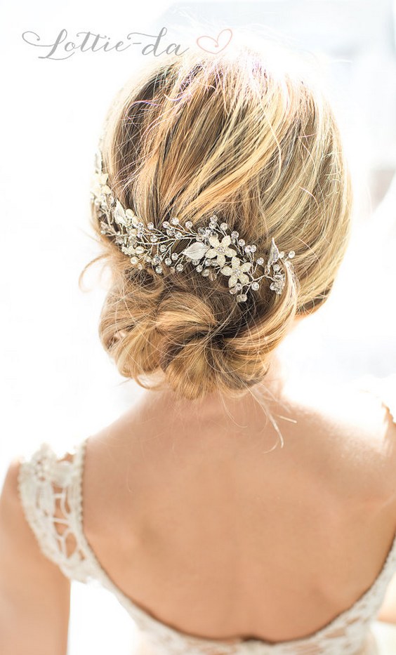 Wedding Updo with Boho Silver Halo Hair Wrap