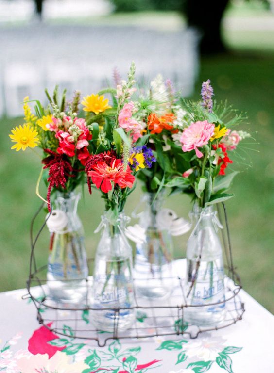 wildflowers summer wedding centerpiece