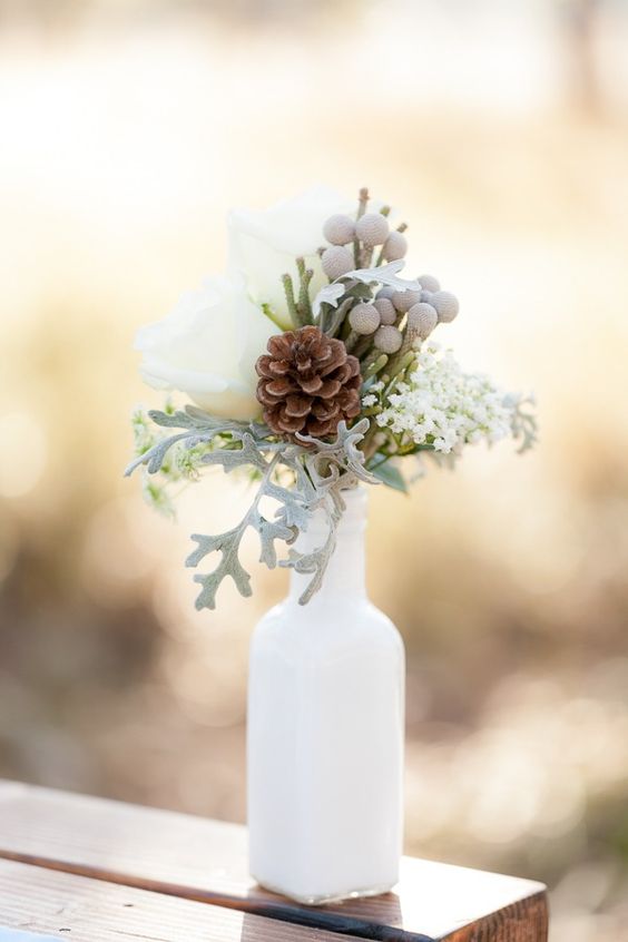 winter pinecone wedding centerpiece