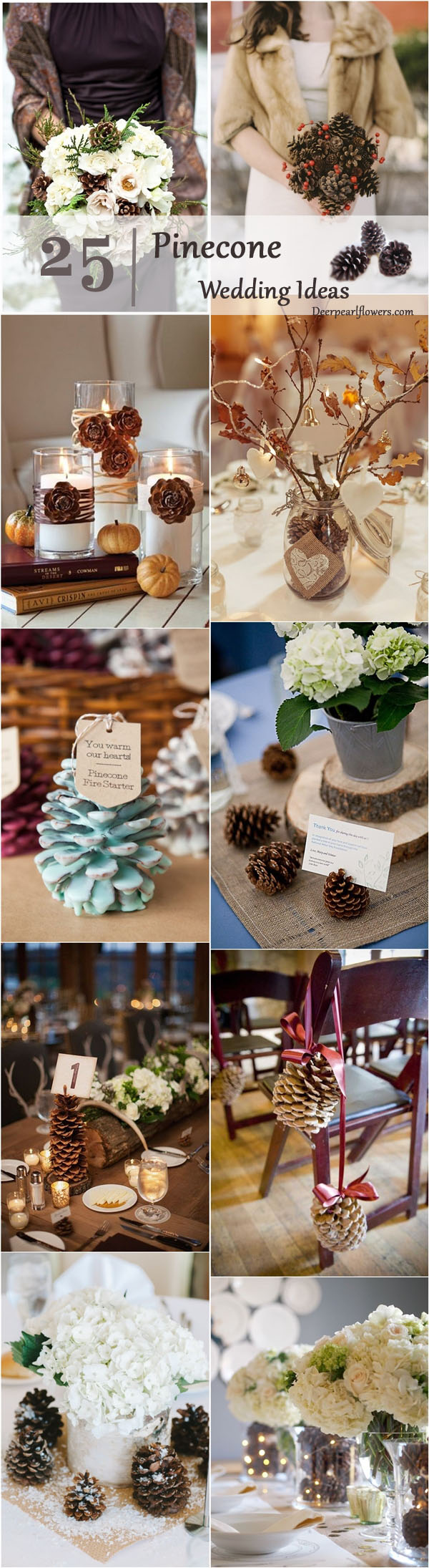 winter fall rustic pinecone wedding ideas