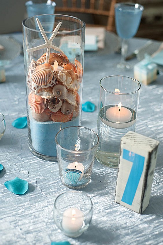 blue beach wedding decor via melissa waller photography