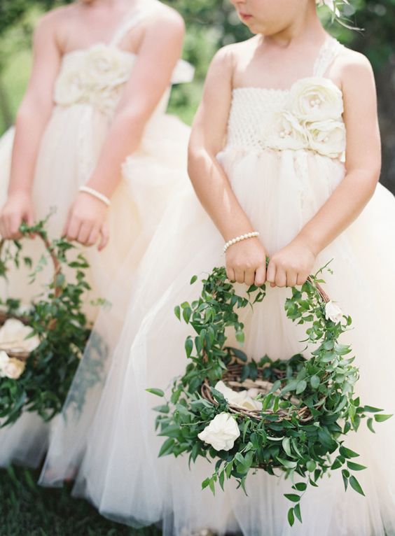 leafy flower girl baskets