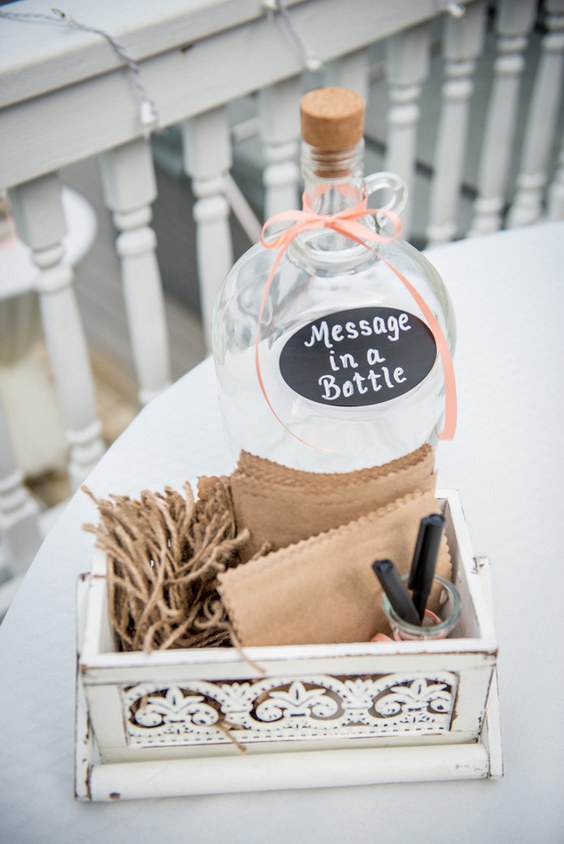 40 Fun and Easy Beach Wedding Ideas for 2024 16 message in a bottle wedding guest book