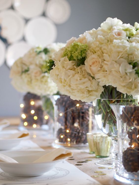 pinecones wedding centerpieces for winter wedding