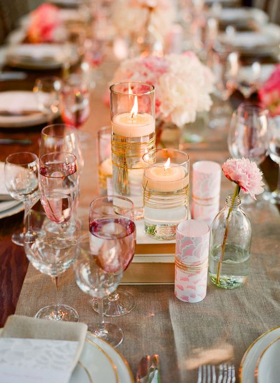 pink vintage wedding centerpiece